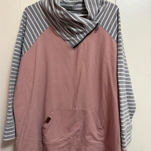 Maurices Pink and Gray Cowl Neck Top
